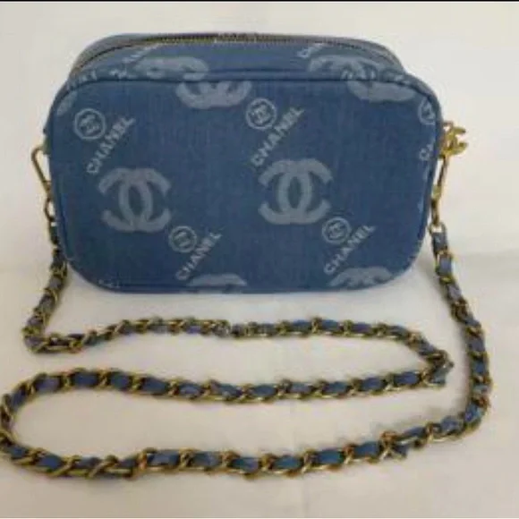 Chanel Beaute Makeup Denim Blue Crossbody Pouch Bag - Picture 1 of 16